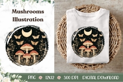 Celestial Mushrooms Illustration PNG, Night Forest PNG Product Image 1