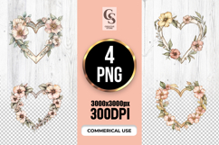 Floral Heart Frame Clipart Sublimation PNG Product Image 1