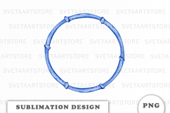 Watercolor Blue Bamboo Frame PNG Product Image 1