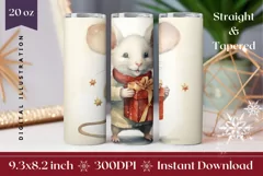 Watercolor Christmas Tumbler Sublimation, Christmas Mouse Product Image 1