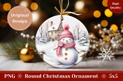 Christmas Round Ornament, Christmas Snowman Ornament Design Product Image 1
