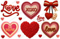 Latch Hook Yarn Crochet Valentines Day Heart PNG, Valentine Product Image 1