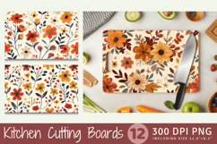 Fall Blooming Flowers Cutting Boards sublimation Design Product Image 1