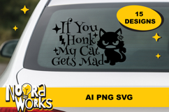 15 Cat Car Decals Cute SVG Files for Cricut Product Image 1
