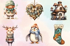 Hand Drawn Cozy Christmas Clipart Bundle, Cozy Christmas PNG Product Image 2