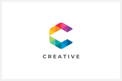 Colorful Letter C Hexagon Pixel Logo Design Vector Product Image 1