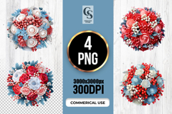 Colorful Rose Floral Bouquet Clipart Sublimation PNG Product Image 1