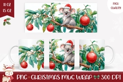 Watercolor Christmas Koala Mug Wrap, Christmas Mug Template Product Image 1