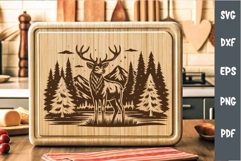 Vintage Deer Design, Cutting board laser SVG, Cricut Product Image 1