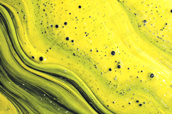 Yellow Fluid Art Texture with Black Ink Swirls &amp; Speckles Product Image 1