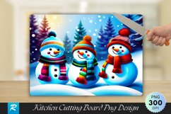 Snowmen with Scarves Christmas Cutting Board PNG Design Product Image 1