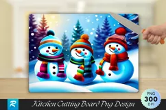 Snowmen with Scarves Christmas Cutting Board PNG Design Product Image 1
