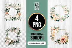 Eucalyptus Floral Frame Watercolor Clipart Sublimation PNG Product Image 1