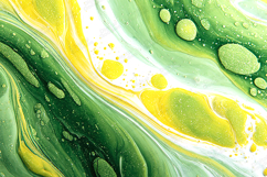 Green Yellow Fluid Art Texture with Swirls and Bubble Effect Product Image 1