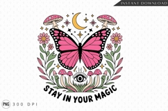 Butterfly Magic Design With Mushrooms And Stars PNG Product Image 1