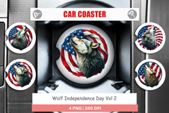 Car Coaster Wolf 4th of July Product Image 1