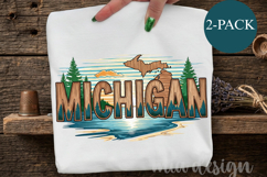Michigan State PNG, Vintage Great Lakes Sublimation Design Product Image 1