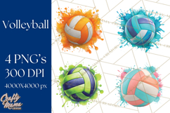 Volleyball Clipart PNG with Team Color Paint Splash Design Product Image 1