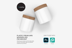 Plastic Jars With Wooden Lids - PSD Mockup Product Image 1