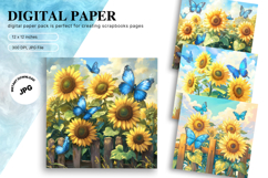 Sunflower Background Wallpaper Digital Paper Wall Art Product Image 1
