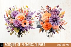 Wedding Flowers Bouquet Clipart, Watercolor Clipart Product Image 1
