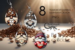 Coffee Gnome | 8 Teardrop earring Sublimation designs, PNG Product Image 1