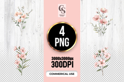 Pink Wildflowers Clipart Sublimation PNG Product Image 1