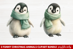4 Funny Christmas Animals Clipart | Cute Holiday Animal PNG Product Image 1