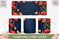 Flowers Mug Wrap, Red Tulips Mug Sublimation Product Image 1