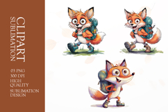 Grumpy fox watercolor clipart sublimation Product Image 1