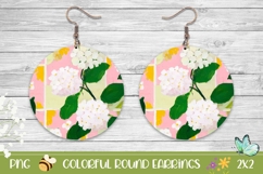White Hydrangea Round Earrings PNG, Floral Earrings Product Image 1