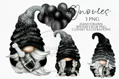 Celebrating Gnomes with Balloons | Gnome Clipart PNG Product Image 1