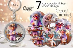 3D Cartoon style | 7 morning Car coaster &amp; key chain designs Product Image 1