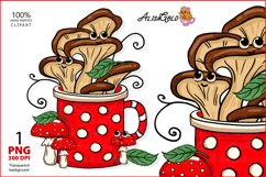 Mushroom tea, Mushroom Tea, Red mug with white polka dots Product Image 1