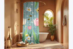 Moroccan style shower curtain mockup Product Image 2
