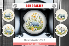 Car Coaster Rhino Embroidery Product Image 1
