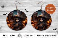 3D Halloween Earring Design, Halloween Witch Sublimation PNG Product Image 1