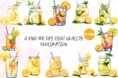 Watercolor summer juice clipart sublimation png Product Image 1