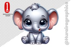 Cute Elephant Clipart - PNG File Product Image 1