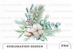 Watercolor Christmas bouquet sublimation Product Image 1