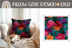 Colorful Pillow Case PNG, Cute Flowers Pillow Template Product Image 1