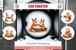 Car Coaster Watercolor Woodland Friendsgiving Product Image 1