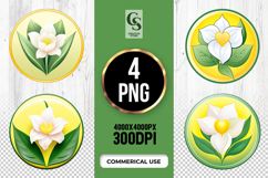 White Floral Leaf Clipart Sublimation Png Product Image 1