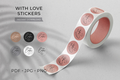 With Love stickers printable set for planners and journals, elegant cursive typography with heart accents on transparent PNG background for digital and craft projects.