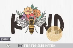 Be kind png, Bee kind png, Bee with flowers, Sublimation Product Image 1