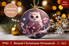 Cute Christmas Ornament PNG, Winter Owl Ornament Template Product Image 1