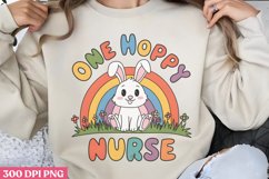 One Hoppy Nurse PNG, Retro Nurse Easter Sublimation P Product Image 1