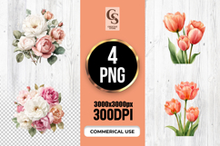 Watercolor Floral Bouquet Clipart Sublimation PNG Product Image 1