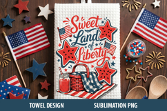 Happy 4th Of July kitchen Towel PNG | Patriotic Towel Design Product Image 6