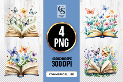 Butterfly and Floral Book PNG Product Image 1